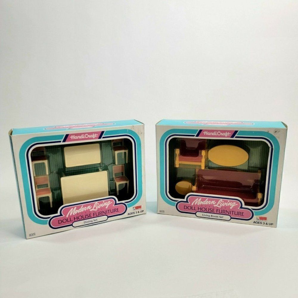 2‎ HandiCraft Modern Living Doll House Living Room + Dining Set Furniture USA